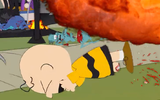 Charlie Brown loses a leg during the terrorist attack in "Imaginationland".