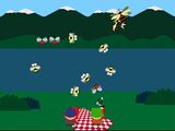 A screenshot from the "Bees At The Picnic" minigame.