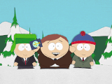 Cartman getting a church charter with Kyle and Stan in "Probably".