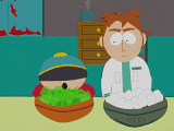 Cartman with his hands in jello in "Korn's Groovy Pirate Ghost Mystery".