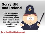 Cartman's South Park Studios notice for those living in the United Kingdom and the Republic of Ireland.