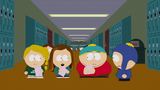 The Volleyball Girls talking to Cartman and Craig.