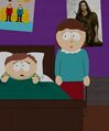 Cartman's bedroom wall with a poster of Mel Gibson in Braveheart.