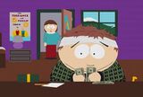 Cartman counting his earnings as a psychic.