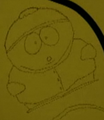 Cartman in an image Visitors made in a field, seen in "Cartman Gets an Anal Probe".