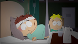 Cartman in a hospital bed after his first NASCAR attempt in "Poor and Stupid".