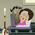 Betsy in the casket at her funeral in "Reverse Cowgirl".