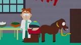 Cartman with his hand up a donkey's butt in "Korn's Groovy Pirate Ghost Mystery".