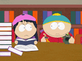 Cartman and Wendy working together for the debate in "Chef Goes Nanners".