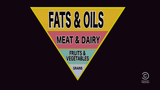 Revised food pyramid, with "Fats & Oils" making up the largest portion.