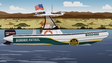 Cartman chasing Butters on Coastal Enforcement Class30-Foot Intrepid boat