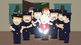 Tom Johannsen being tasered by police in "Cartman's Incredible Gift".