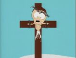 Crucified and skinny Cartman in "Spontaneous Combustion".