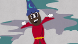 Hankey as a wizard flooding the town with feces.