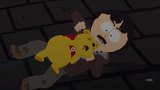 Randy strangling Pooh to death.