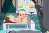 Cartman hiding inside of Ms. Choksondik's dead corpse in "The Simpsons Already Did It".