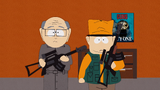 Jimbo selling guns to Mr. Garrison