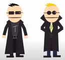 Terrance and Phillip in The Matrix-like clothes in South Park: The Stick of Truth.