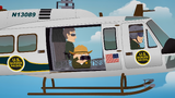 Cartman and Johnson looking for Mexicans in a helicopter