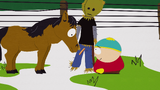 Cartman trying to teach a horse to bite off Scott Tenorman's weiner in "Scott Tenorman Must Die".