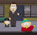 Bobby asking about what Cartman is doing.