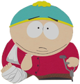 Cartman mit Fußverband