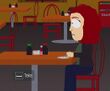 Moira eating at City Wok in South Park: The Fractured But Whole.