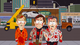 Dahmer, Bundy and Gacy, covered in blood.