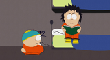 Cartman shares the same cell with Romper Stomper.