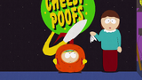 Cartman dressed up as a Cheesy Poof, while shooting the commercial in "Roger Ebert Should Lay off the Fatty Foods".