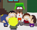 Craig, Tweek, Clyde and Jason (and Kevin) staring at Kyle's new look in "Mr. Garrison's Fancy New Vagina".